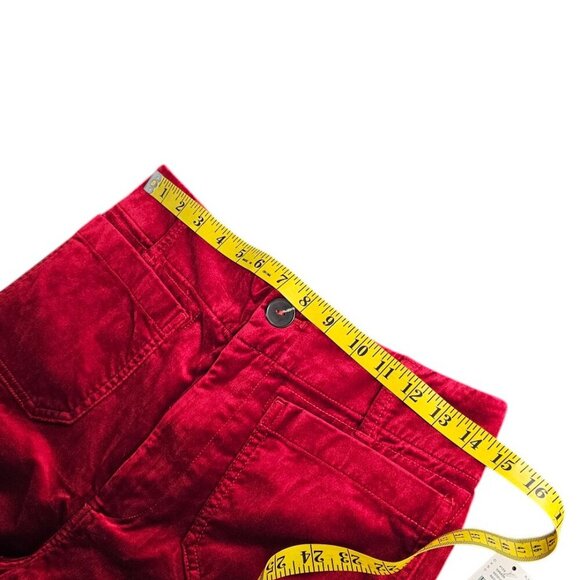 Anthropologie Maeve The Colette Wide Leg Crop Pant, Velvet, High Rise,Red, 28 - Picture 7 of 10